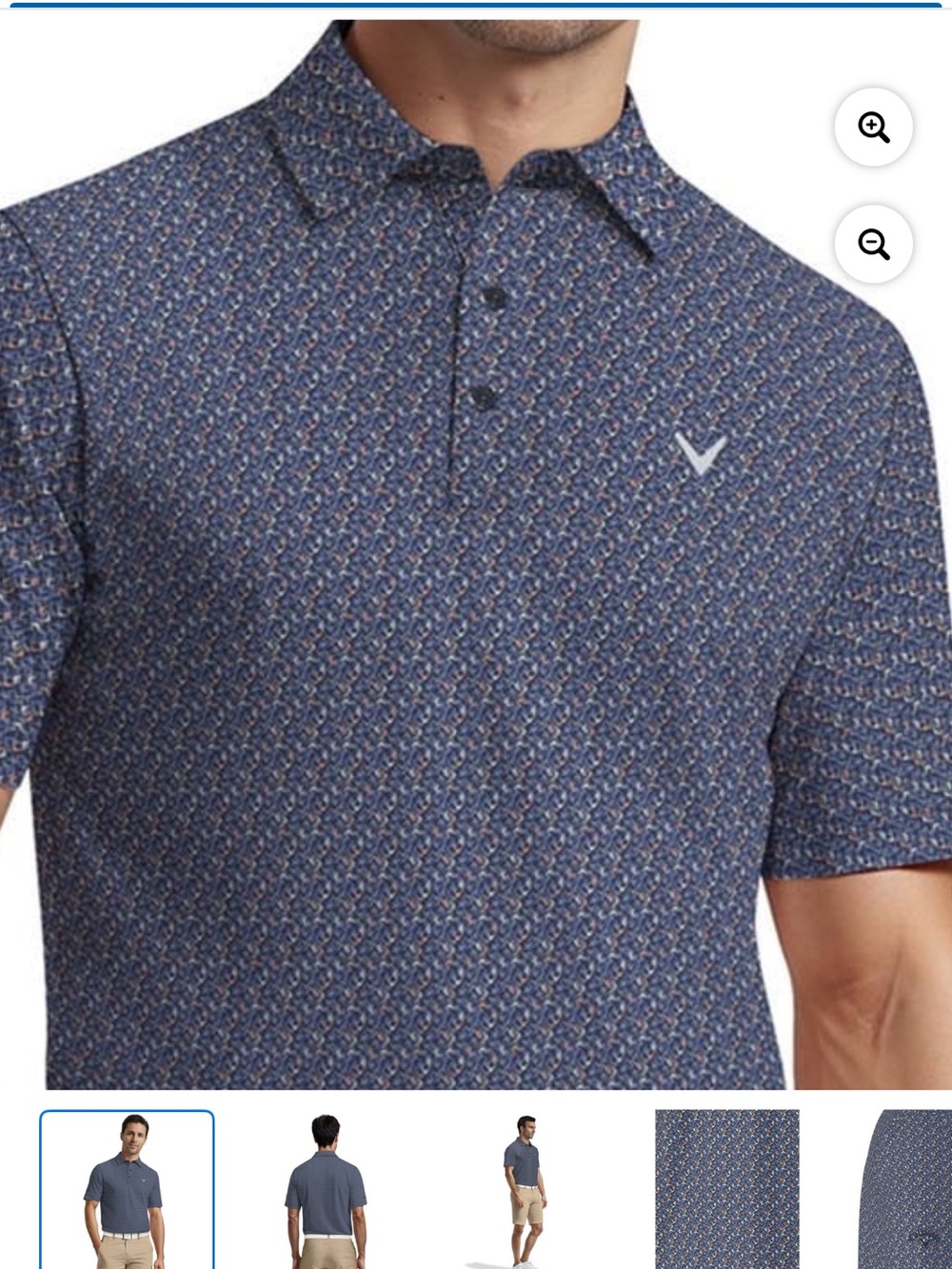 Callaway Men's size large no tag Navy and Orange Pattern Polo